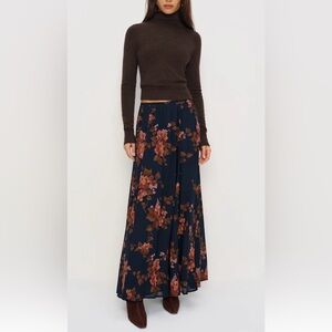 Reformation Floral Navy Maxi Skirt